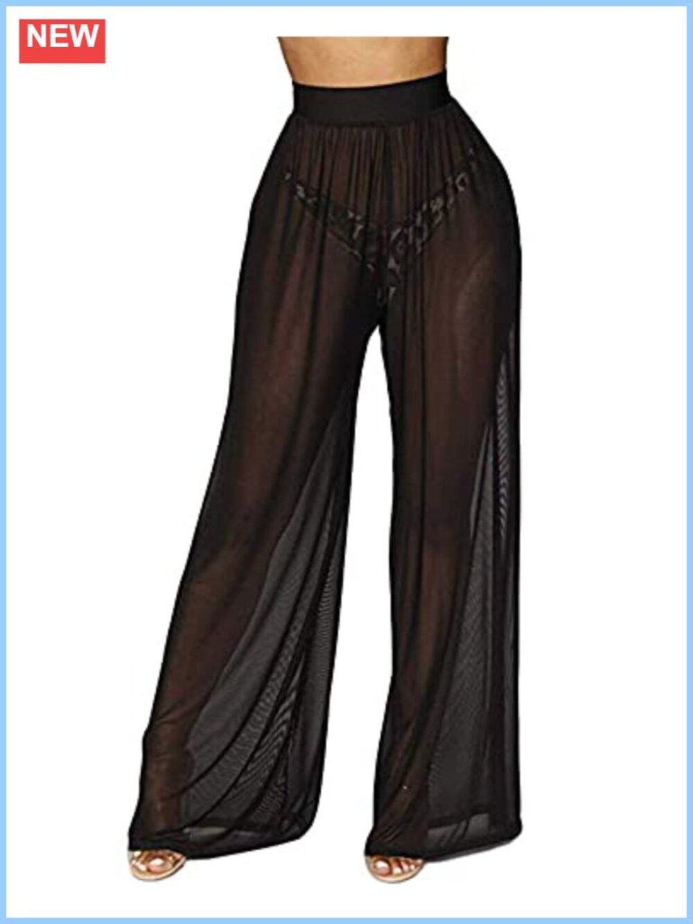 Sheer Mesh See Through Wide Leg Beach Cover Up Pants